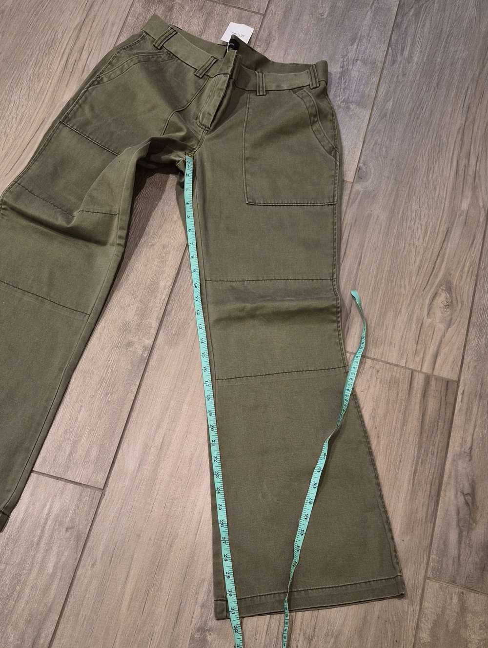 Y2K Vintage Moda International Olive Green Flare Wide-Leg Jeans - Picture 4 of 5